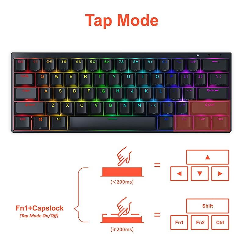 HK Venus RGB Mechanical Gaming Keyboard - 60% Layout - Double Shot PBT Cherry Profile - NKRO - USB Type C - Aluminium Chassis (Gateron Brown, Black)
