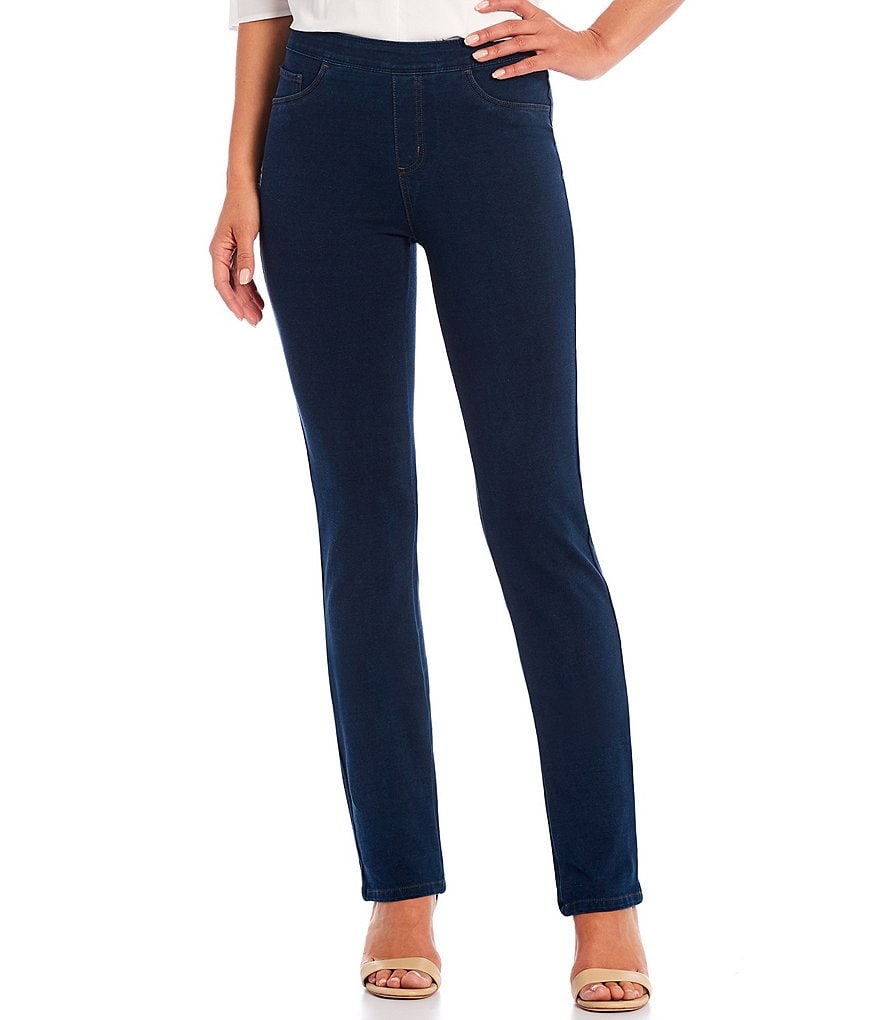 Ming Wang Straight Leg 5-Pocket Style Pull-On Jeans