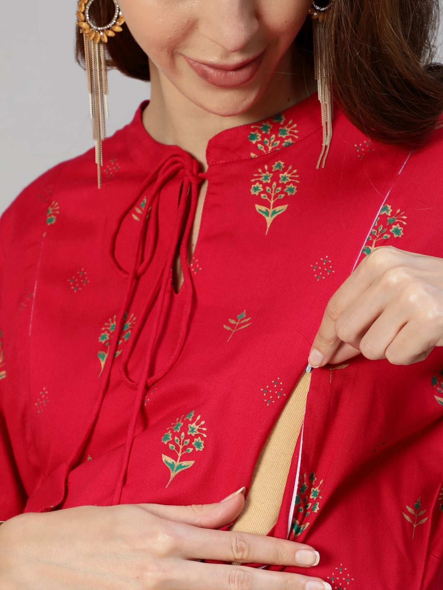 Mine4Nine Multicolor Printed Maternity Kurta