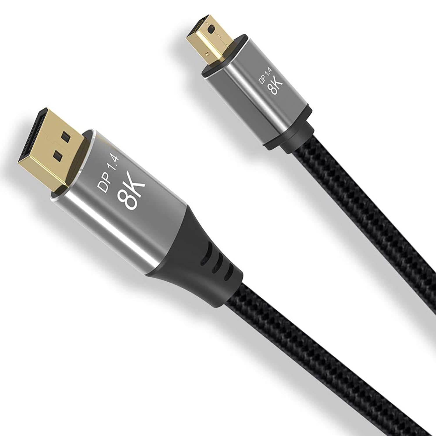 CABLEDECONN Mini DP to DisplayPort 8K Cable 8K(7680x4320)@60Hz 4K@144Hz DisplayPort 1.4 Bi-Directional Transmission DisplayPort to Mini DisplayPort 8K Cable 1M