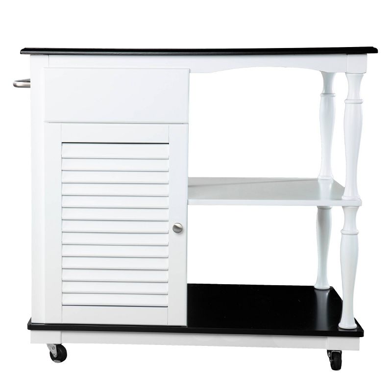 Denrard Rolling Kitchen Island with Storage White/Black - Aiden Lane