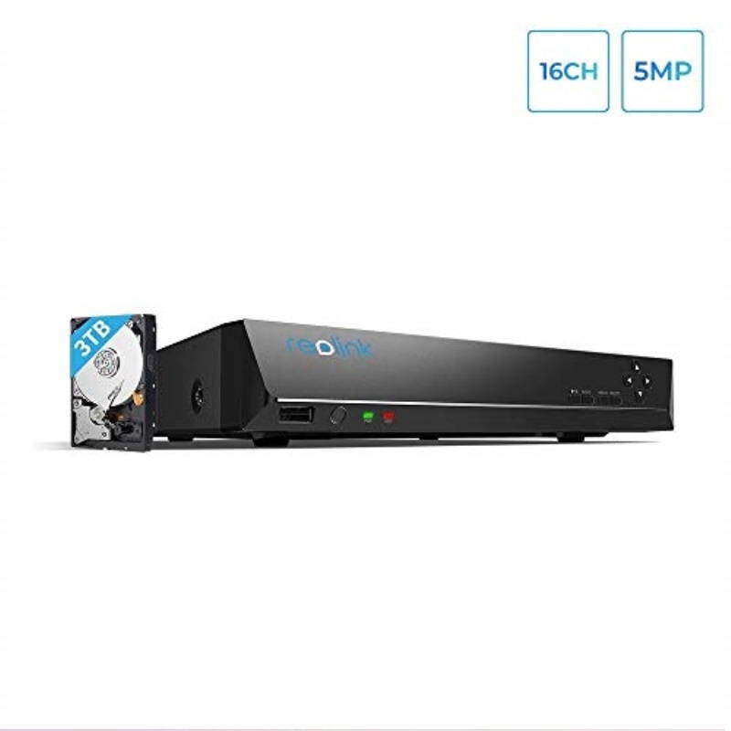 Reolink 16 Channel 4K PoE NVR Support 4K/8MP 5MP 4MP PoE/WiFi Cameras with 3TB HDD Network Video Recorder RLN16-410