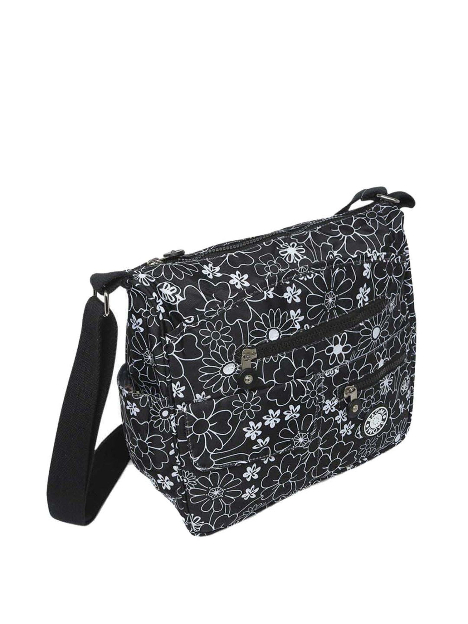 Baomi Black Printed Medium Cross Body Bag