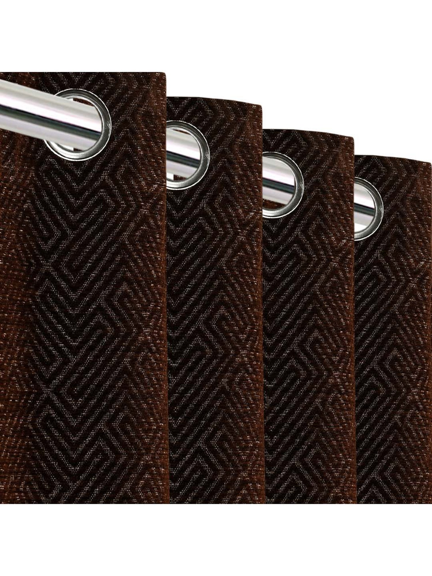 Saralhome Pacman Chenille Blackout Door Curtains 2pc, Brown. 4x7 Ft