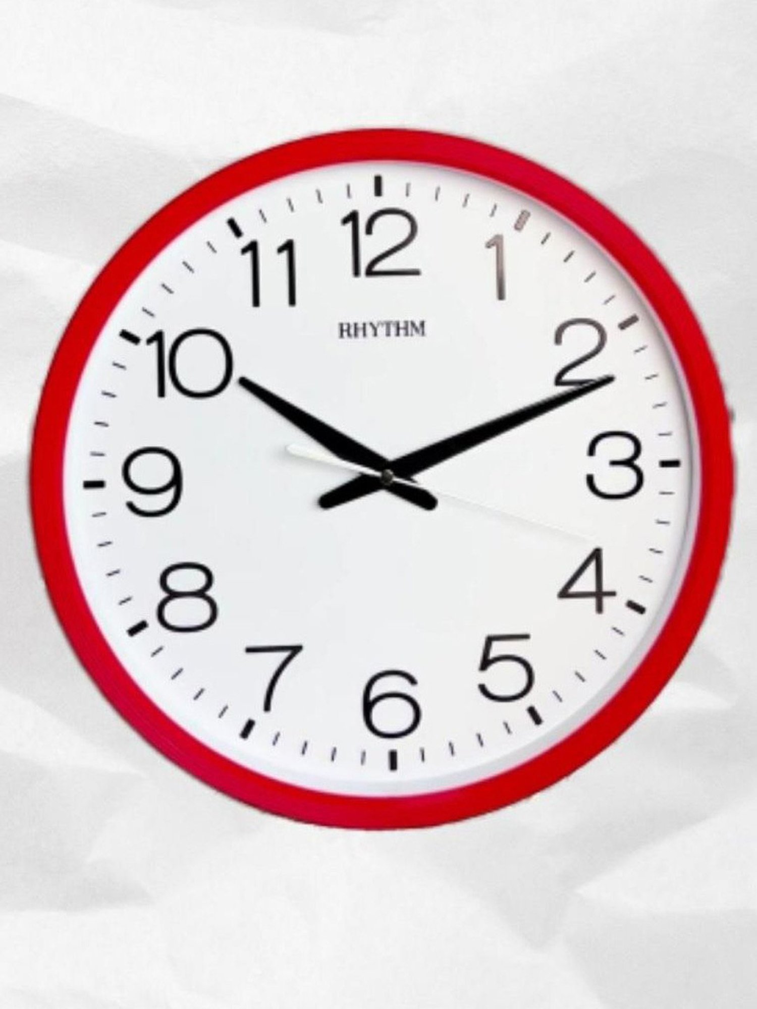 RHYTHM Elegant Round Red Plastic Wall Clock