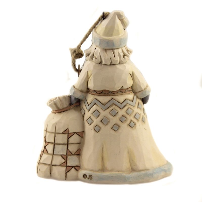 Jim Shore 4.5" Santa With Toybag Ornamen White Woodland  -  Tree Ornaments