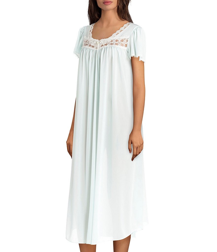 Miss Elaine Silk Essence Solid Long Nightgown