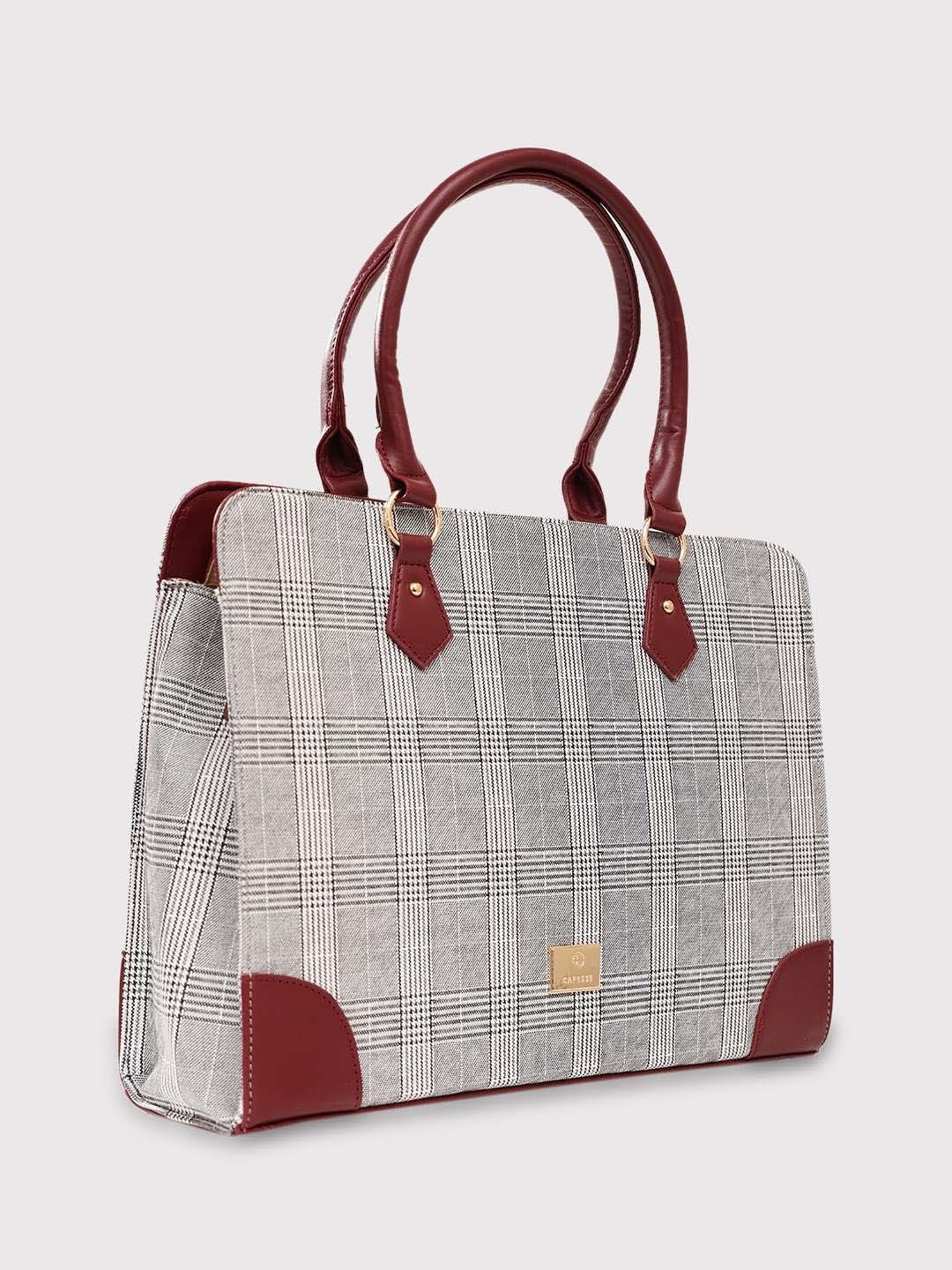 Caprese REMI Grey & Maroon Faux Leather Large Messenger Bag