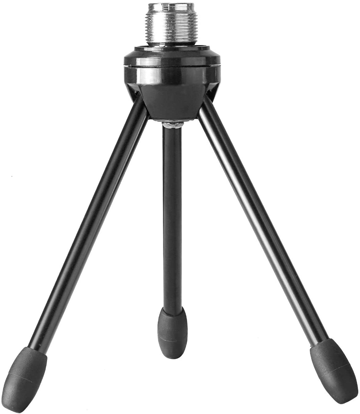Desktop Desk Microphone Stand Foldable Tripod with Non-slip Feet, Durable Iron Construction, 3/8-inch and 5/8-inch Threaded Mount, Black