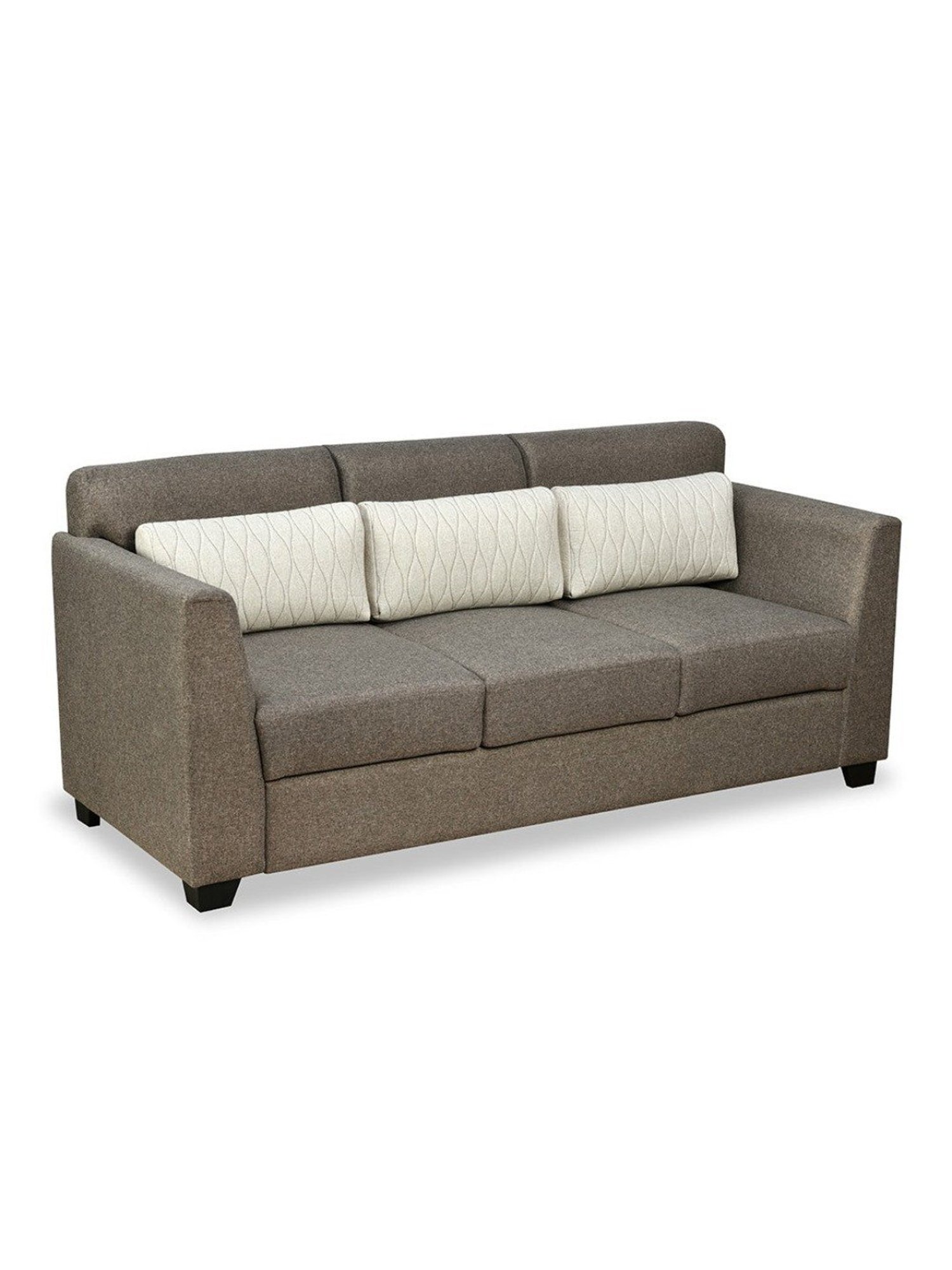 Nilkamal Svelte Dark Brown Fabric - Polyester 3 Seater Sofa