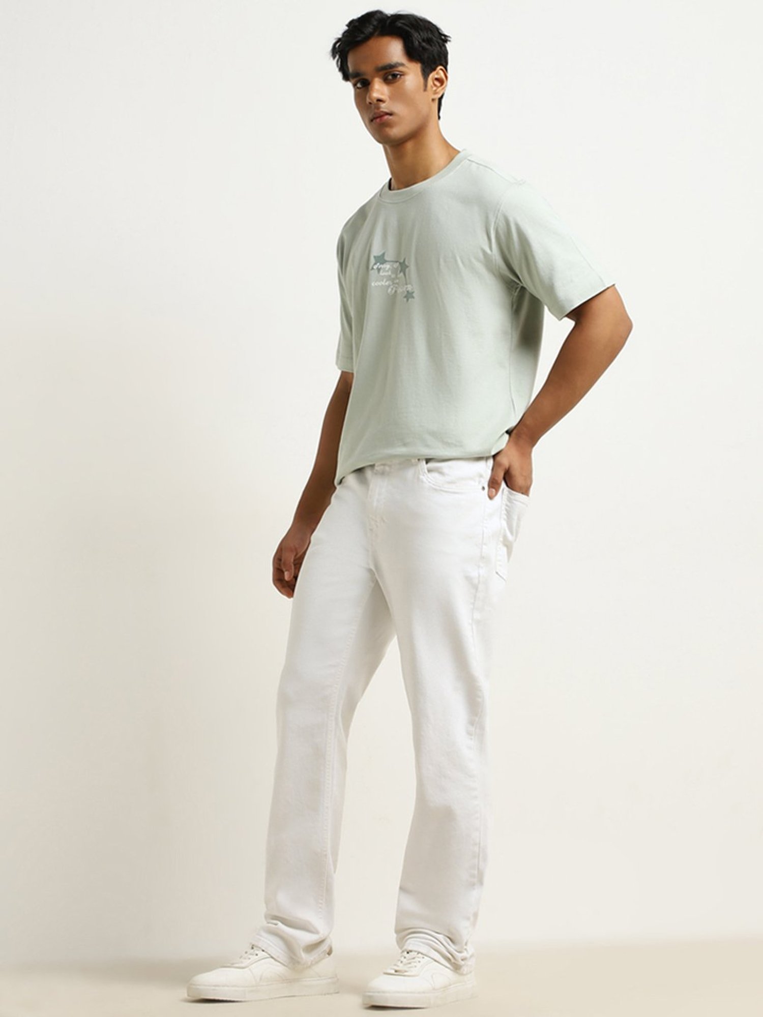 Nuon by Westside Sage Text Design Relaxed-Fit Cotton T-Shirt