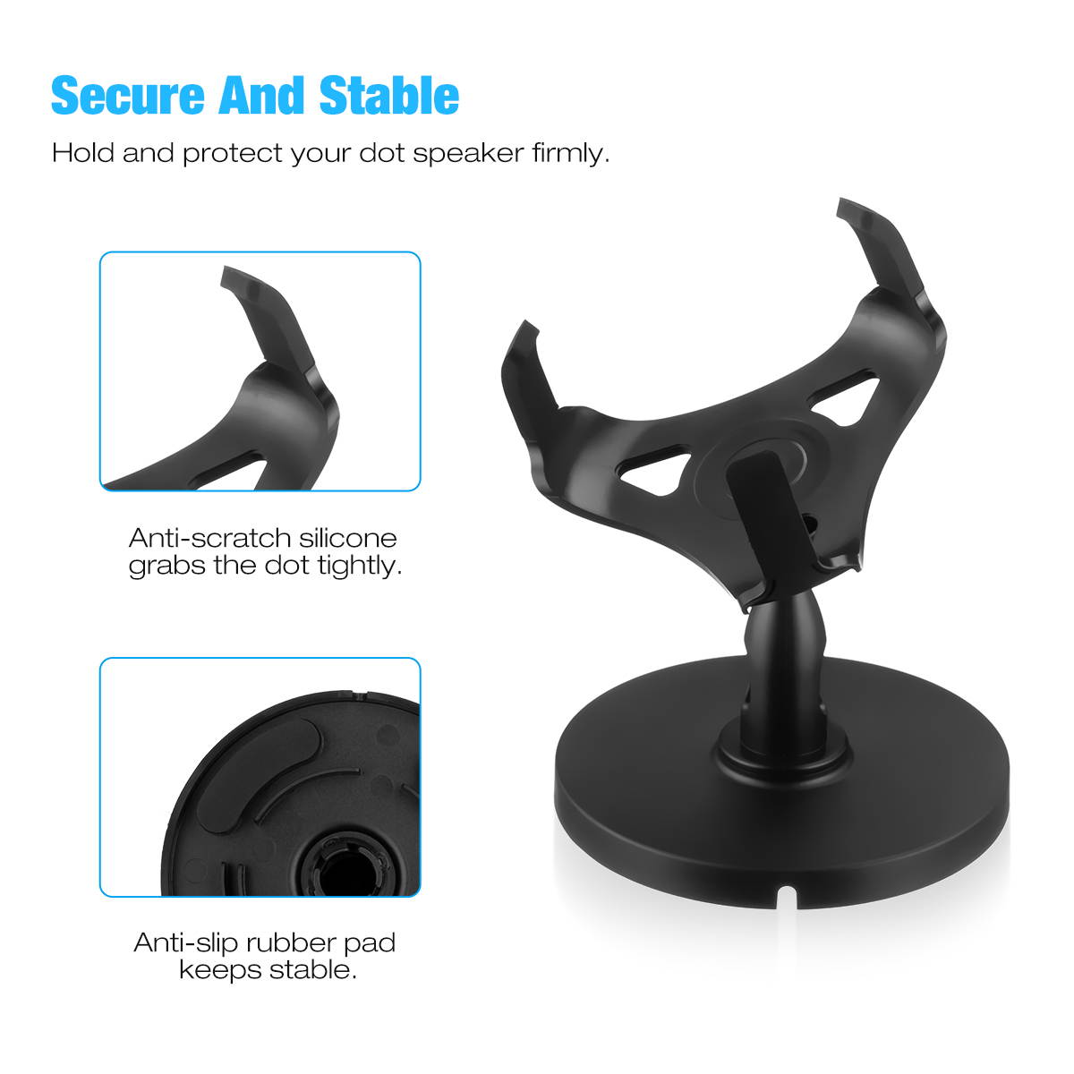 360&deg; Adjustable Table Stand Hanger Holder with Anti-Scratch Silicone, Anti-Slip Pad Rubber for Amazon Echo Dot 3rd Generation New