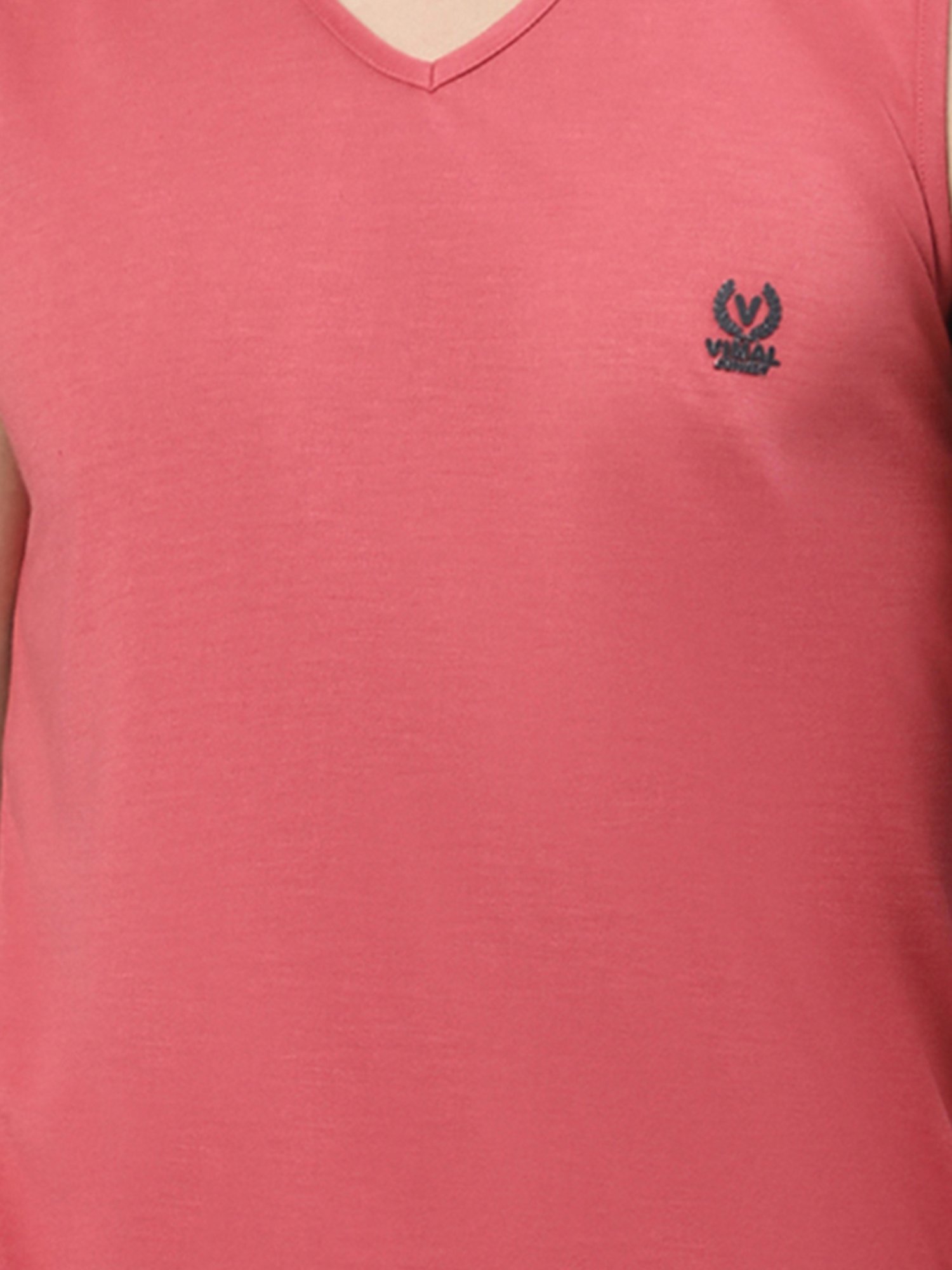 Vimal Jonney Pink & Light Khaki Sleeveless Lounge T-Shirt - Pack of 2