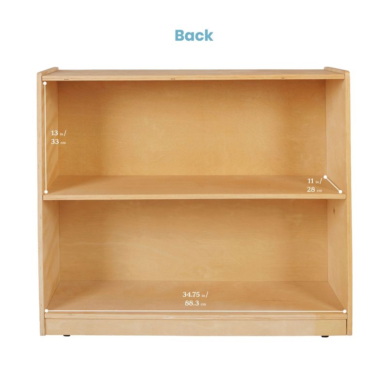 ECR4Kids Birch Book Display Stand with Storage, Wood Shelf Organizer, 5 Shelves & 2 Compartments
