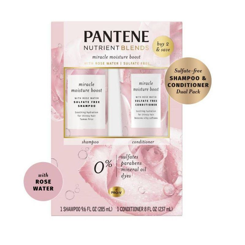 Pantene Rose Water Shampoo and Conditioner Dual Pack- 17.8 fl oz