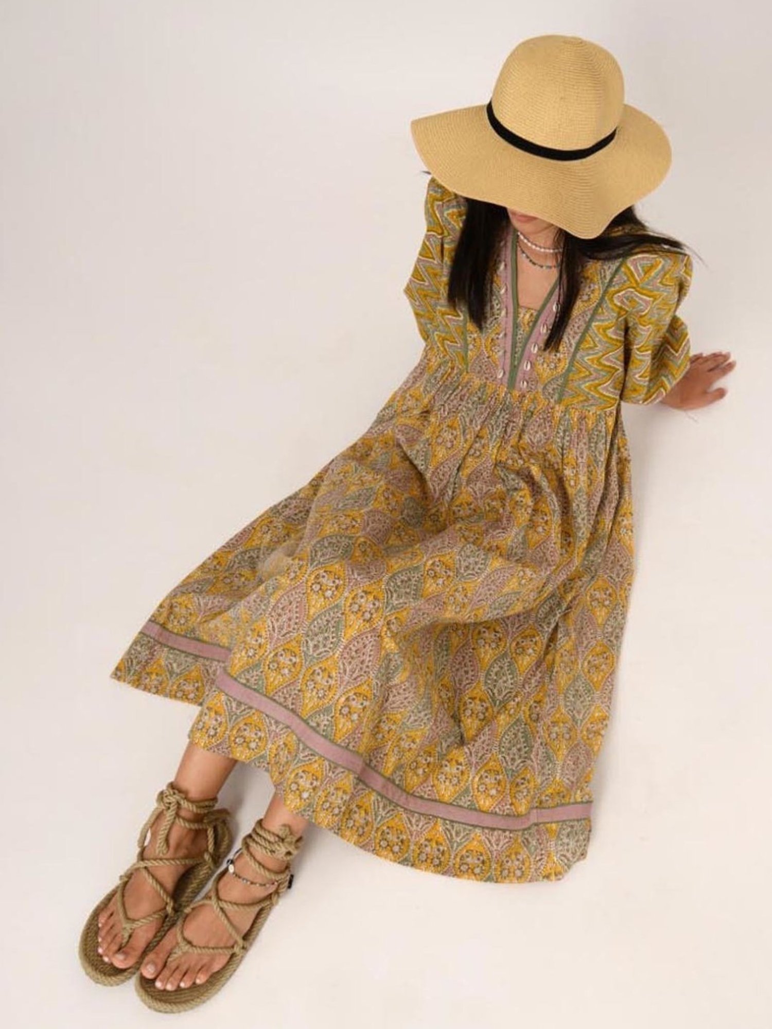 Prakriti Jaipur Paisley Shell Dress in Yellow