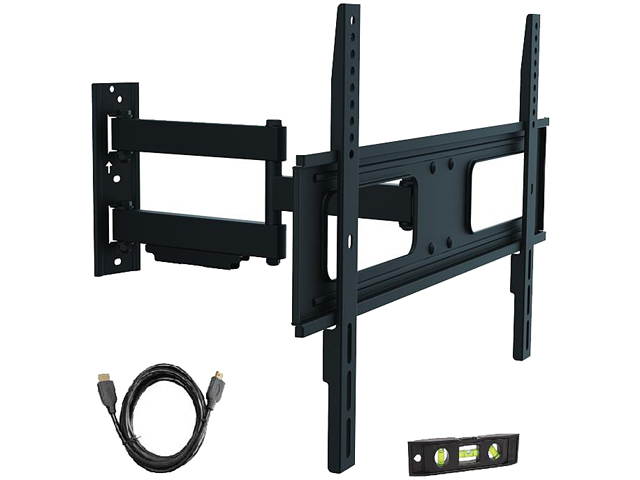 ProHT by Inland 05412 37" - 70" Full Motion TV Wall-Mount Bracket Designed to Fit Flat-panel Plasma and LED, LCD TV, Up to VESA 600x400mm, Max Load 77 lbs., with 6 ft. HDMI Cable and Bubble Level