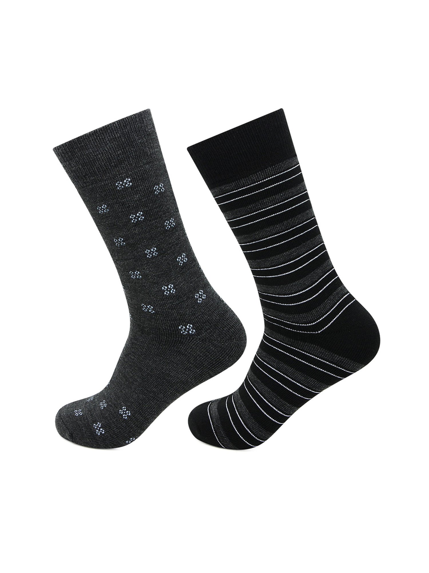 Bonjour Dark Grey and Black Socks (Pack Of 2)