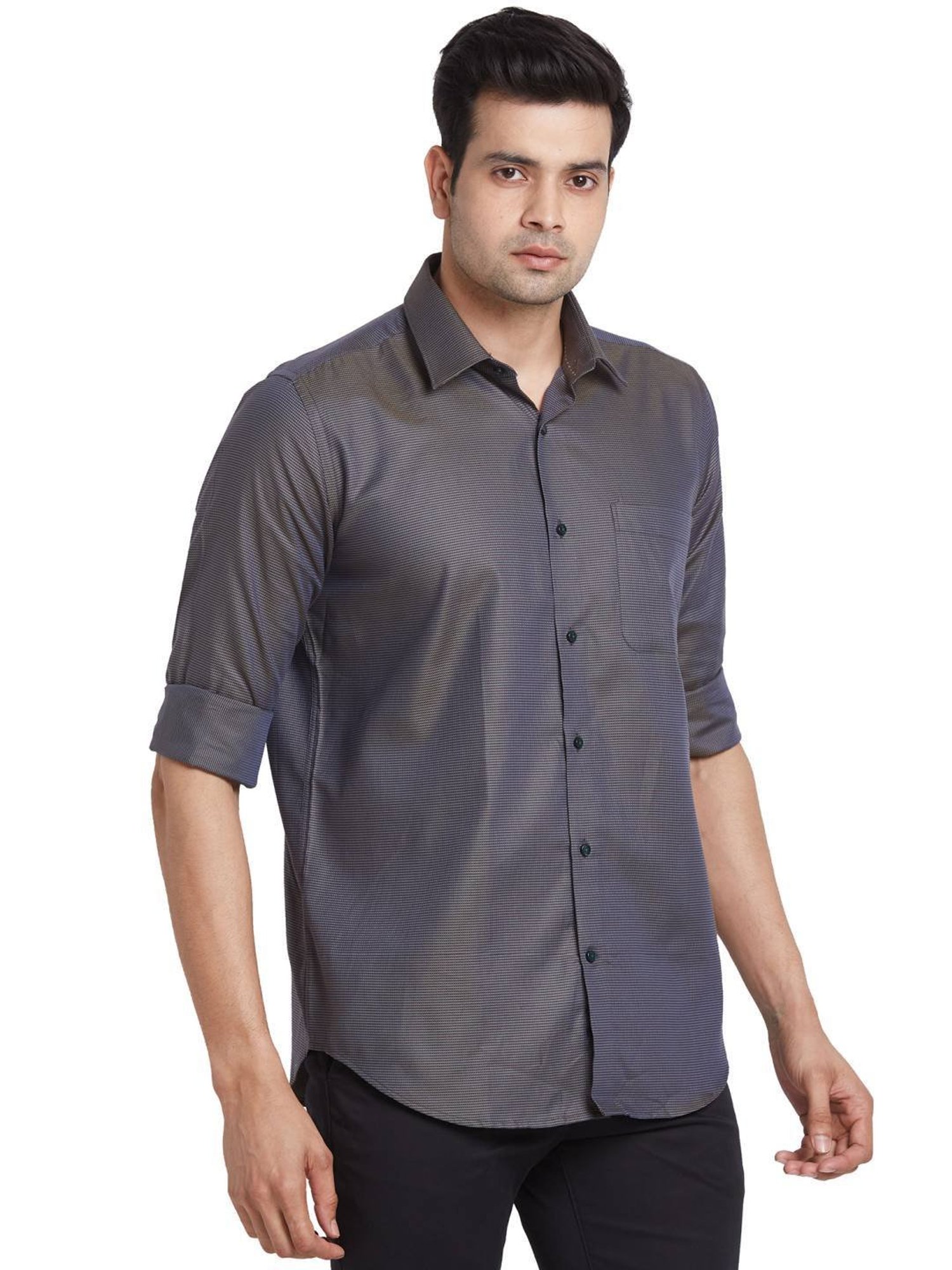 Raymond Brown Cotton Contemporary Fit Texture Shirt