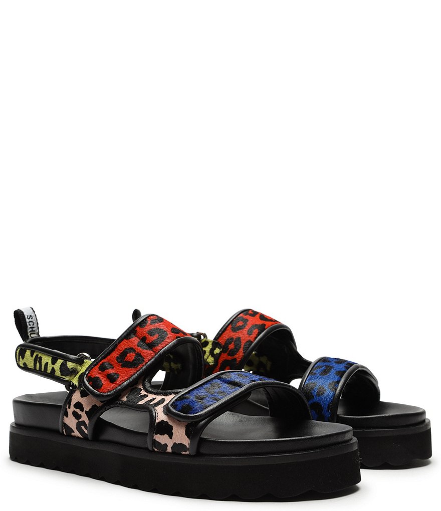 Schutz Zaha Leopard Print Haircalf Platform Sandals