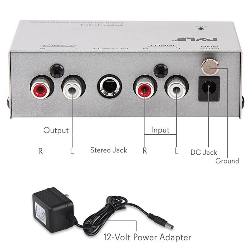 Phono Turntable Preamp Mini Electronic Audio Stereo Phonograph Preamplifier with RCA Input RCA Output Low Noise Operation Powered by 12 Volt DC Adapter PP444
