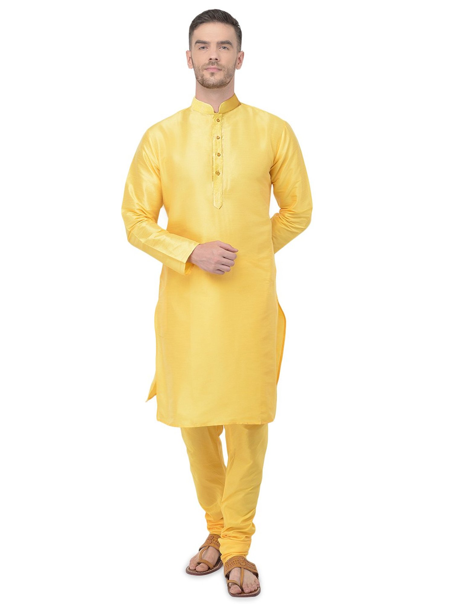 SG LEMAN Yellow Regular Fit Kurta & Churidar Set