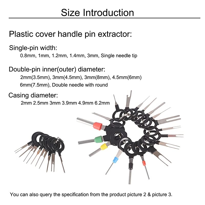 70 Pcs Terminal Removal Key Tool  Terminal Pin Extractor Puller Repair Remover Key Tools for Most Connector Terminal