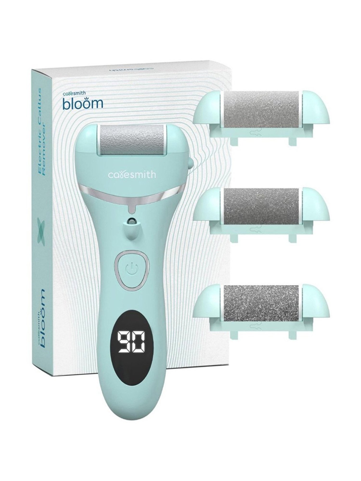 Caresmith Bloom Rechargeable Callus Remover, Foot Scrubber for Dead Skin, 3 Roller (Mint Green)