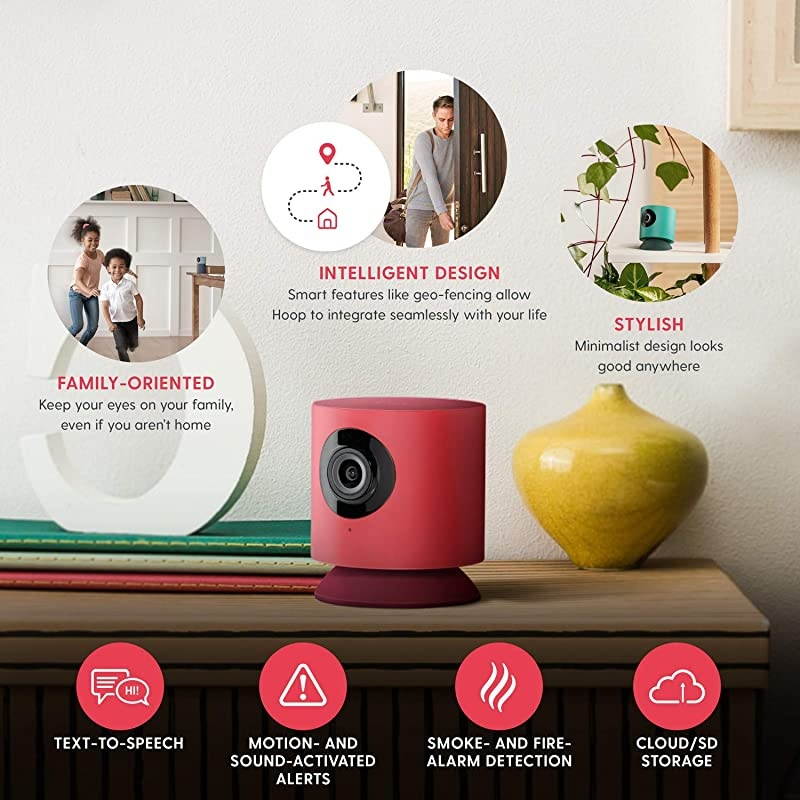 Home Security Camera 1080p IP Indoor Wired Video Surveillance System SoundMotion Detection 130&deg; View Angle Text to Speech 2Way Audio Reminders Live View Smart App | Family amp Pet Friendly