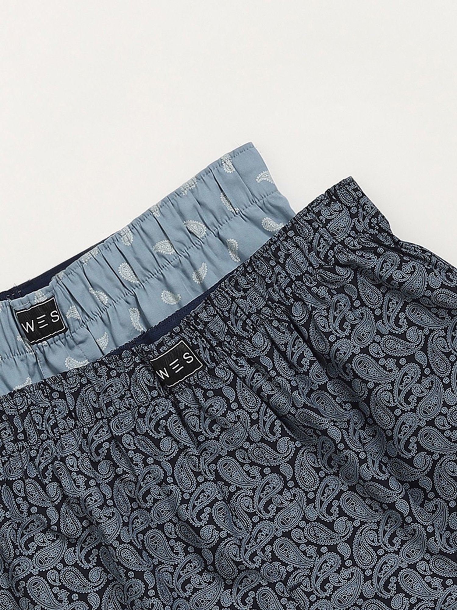 WES Lounge by Westside Blue Paisley Print Cotton Boxers - Pack of 2