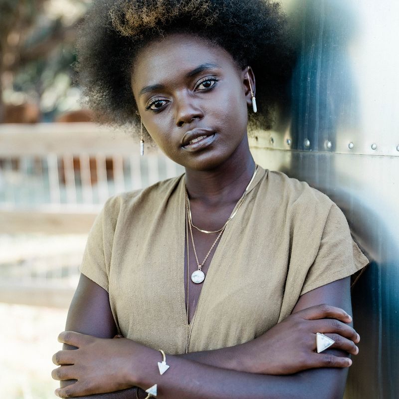 Sanctuary Project Semi Precious White Howlite Round Pendant Necklace Gold