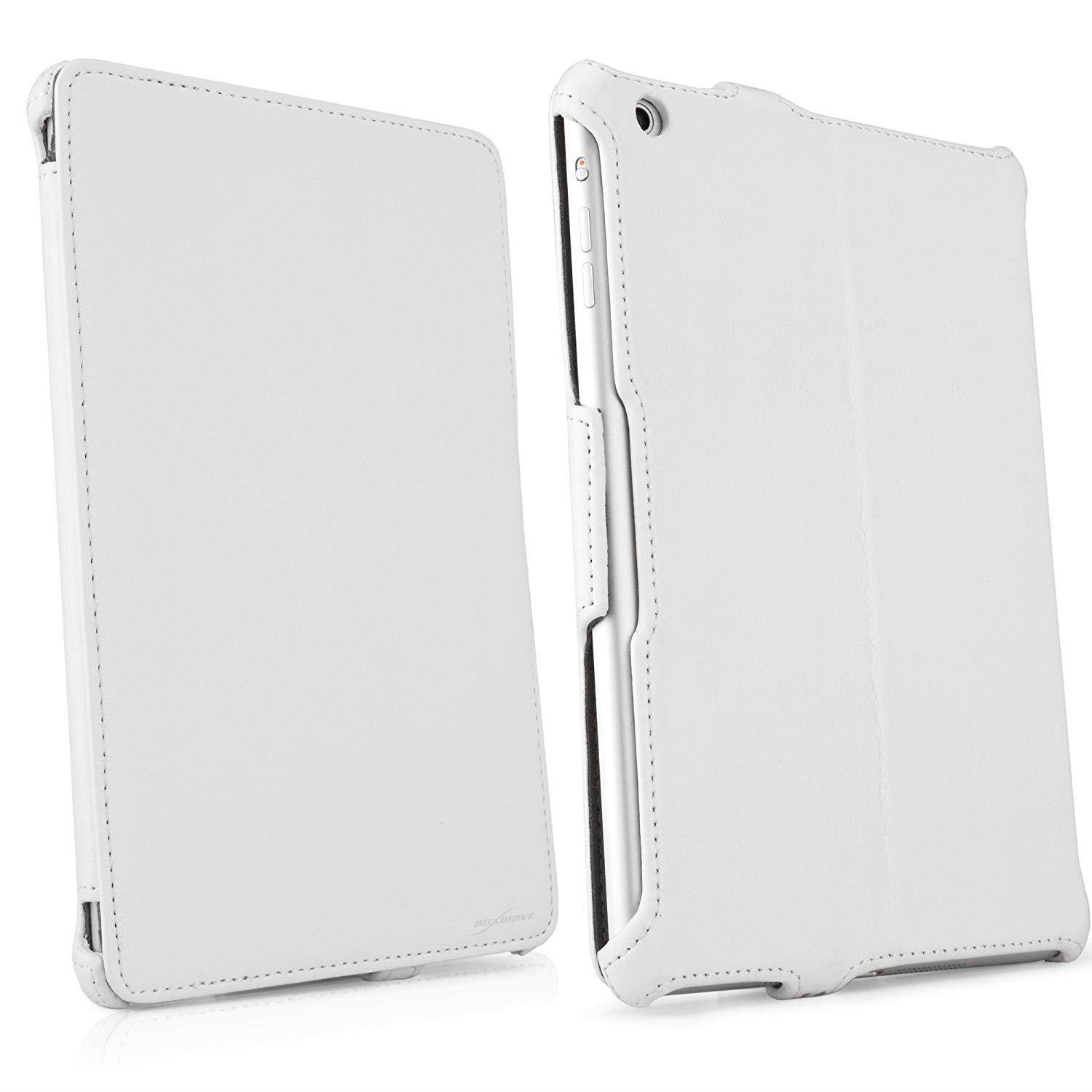 iPad mini 1st Gen Case, BoxWave [Leather Book Jacket] Protective Synthetic Leather Folding Folio Cover for Apple iPad mini 1st Gen, 3, with Retina display - Winter White