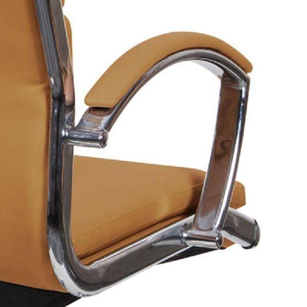 Camel Leather Computer Office Desk Chair with Padded Arms