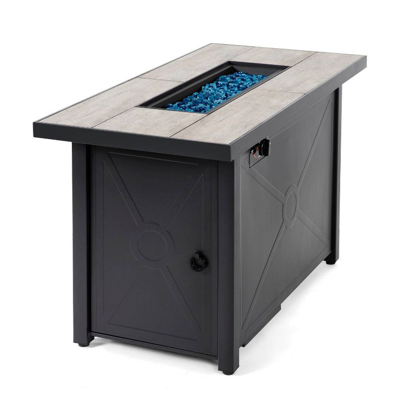 42" Rectangle Steel Fire Pit Table Black - Nuu Garden