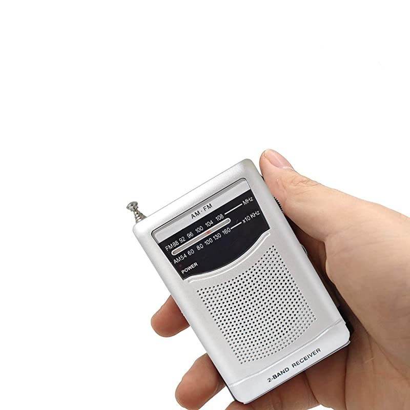 Portable Pocket Handheld AM FM Radio Battery Operated, Mini Radio, Long Range Reception, Easy Tuner with Telescopic Antenna, Headphones Socket and Belt Clip for Easy Carry