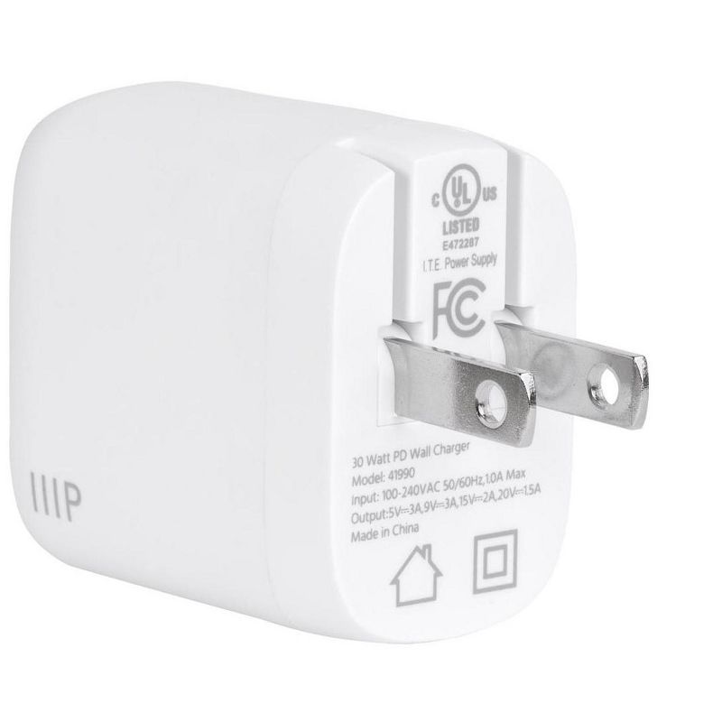 Monoprice USB-C Charger, 30W 1-Port PD GaN Technology Wall Charger for MacBook Pro/Air, iPad Pro, iPhone 12/11/Pro/Max/XR/XS/X, Pixel, Galaxy & More