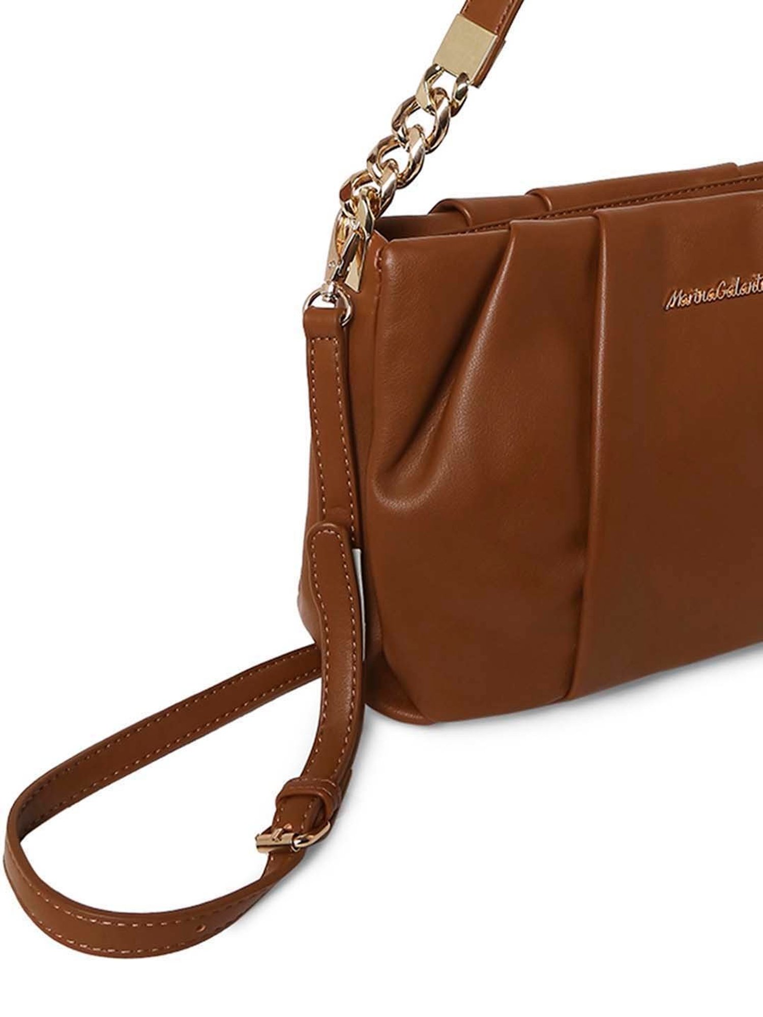 Marina Galanti Brown Textured Medium Baguette Bag