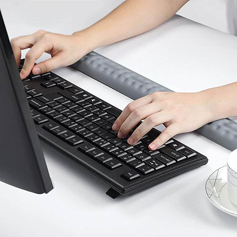 Keyboard Wrist Rest Support Pad, Memory Foam Upgraded Hand Support with Non Slipping Rubber Base, Ergonomic Arm Stand for Office, Gaming, Home, Computer, Mac (Gray Keyboard Wrist Rest)