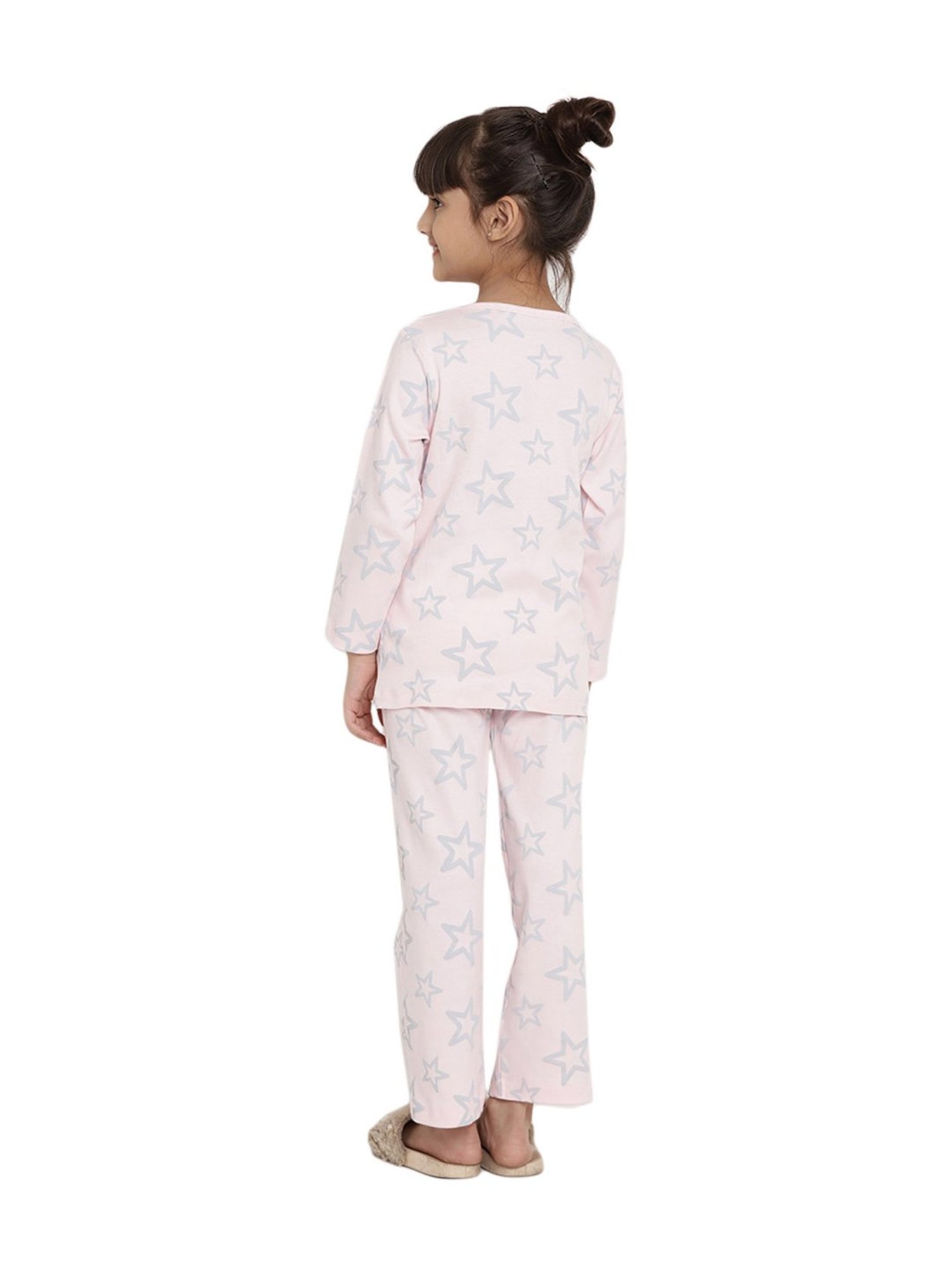 Berrytree Organic Girls Pink Cotton Stars Print Night Suits
