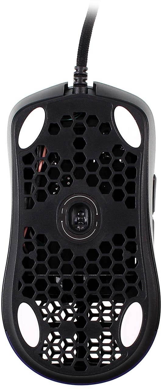 Gwolves Hati HTM Ultra Lightweight Honeycomb Design Wired Gaming Mouse 3360 Sensor - PTFE Skates - 6 Buttons - Only 61G (Black/Purple)
