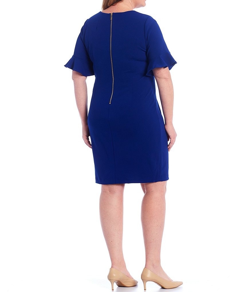 Kasper Plus Size Stretch Crepe Stand Combo Collar One Button Jacket