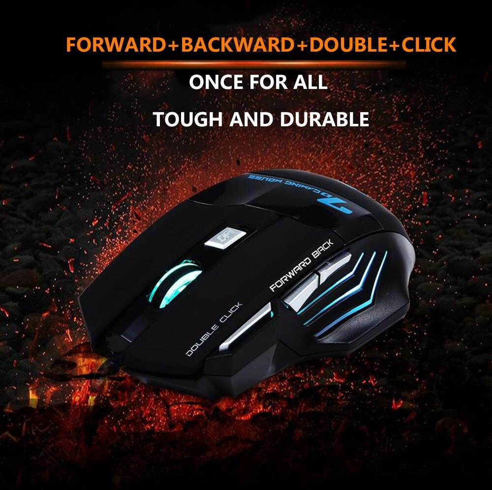 3200 DPI 7 Button 7D LED Optical Wired Gaming Mouse Mice for Laptop PC Professional Gamer Adjustable Black Gaming Mouse