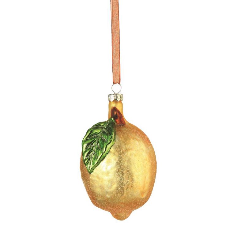 Napa Home & Garden 4.25" Glittered Artificial Lemon Fruit Glass Christmas Ornament