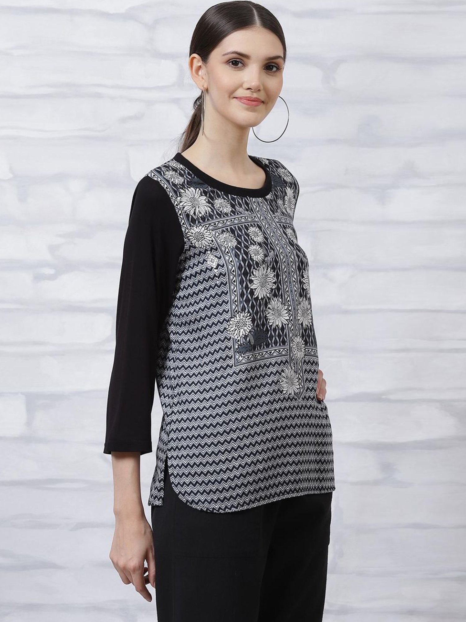 Rangriti Black Printed Top
