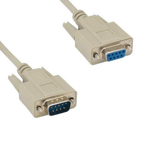 Kentek 25 Feet FT DB9 9 Pin Serial Extension Cable Cord RS-232 28 AWG Male to Female M/F Molded Straight-Through D-Sub Port Beige for PC Mac Linux Data