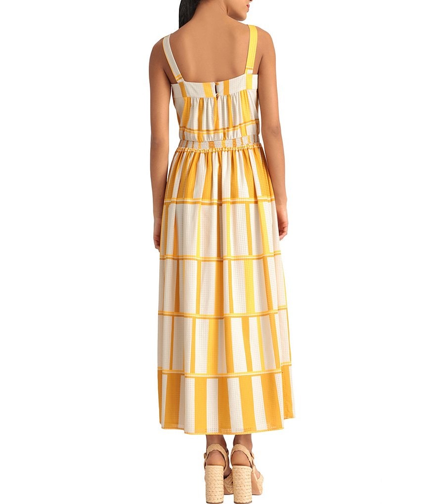 Donna Morgan Stripe Blouson Tiered Sleeveless Maxi Dress