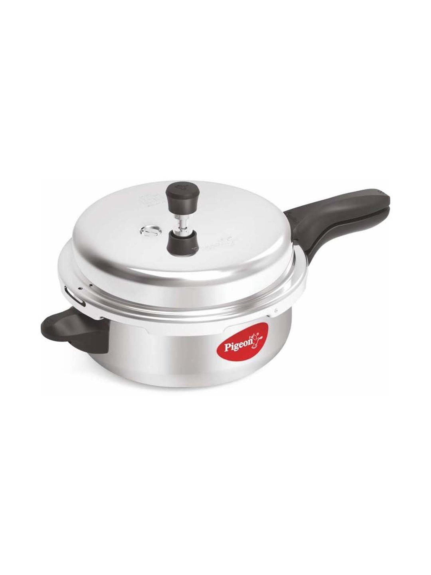 Pigeon Silver & Black Aluminium Pressure Cooker (6 L) - Set of 1