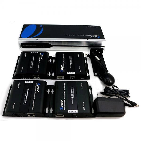 OREI 1X4 HDMI 2.0 Extender Splitter over CAT5/5e/6 with IR - Max 395 Feet (120m) at 1080p, 2K x 4K @ 30 HZ