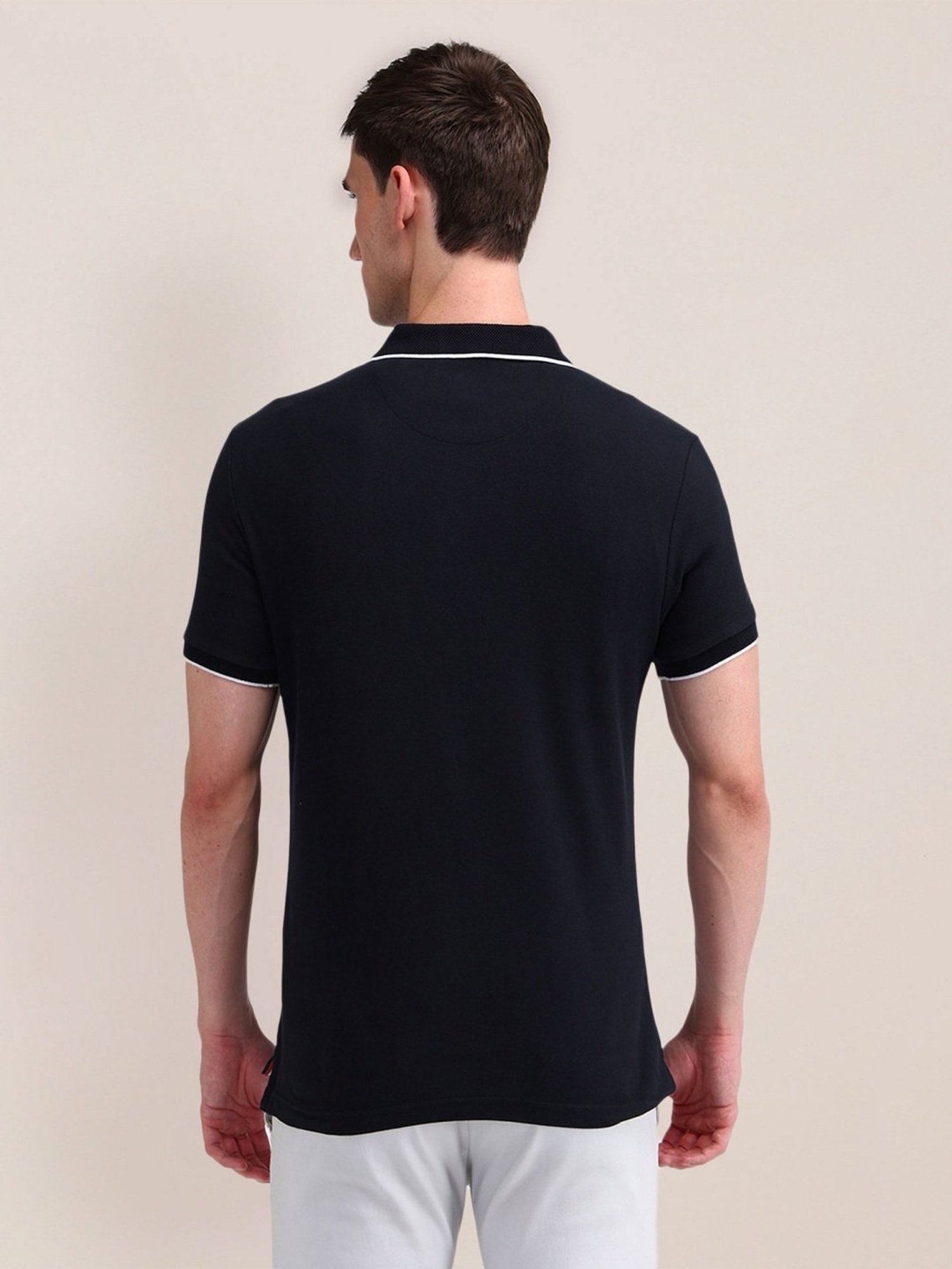 U.S. Polo Assn. Blue Cotton Slim Fit Polo T-Shirt