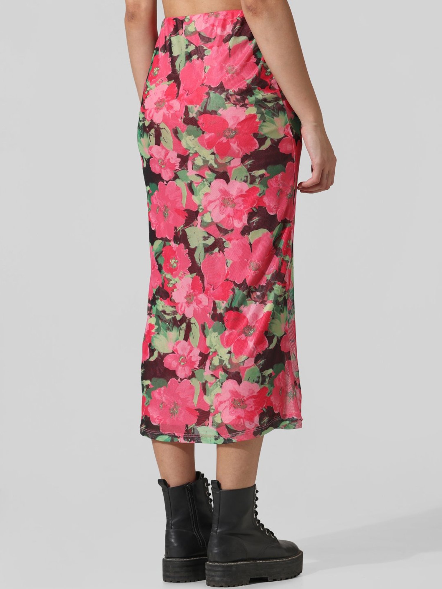 Only Pink Floral Print Midi Skirt